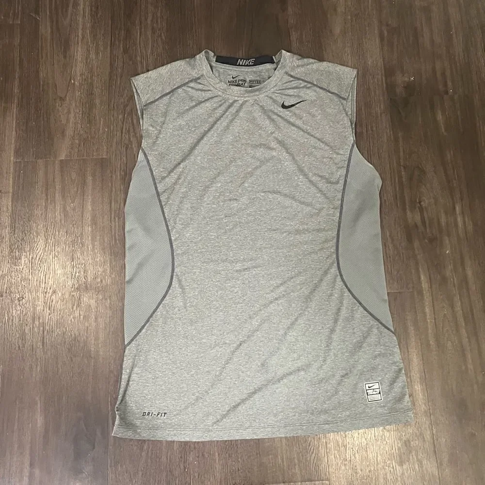 Nike Mens Pro Combat Dri-fit Grey Fitted Tank Top